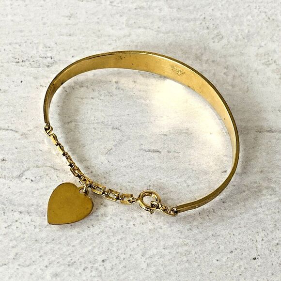 Engraved Signed Gold Filled Heart Charm ID Cuff Bracelet Jacoby Bender JB Mark - Picture 5 of 7
